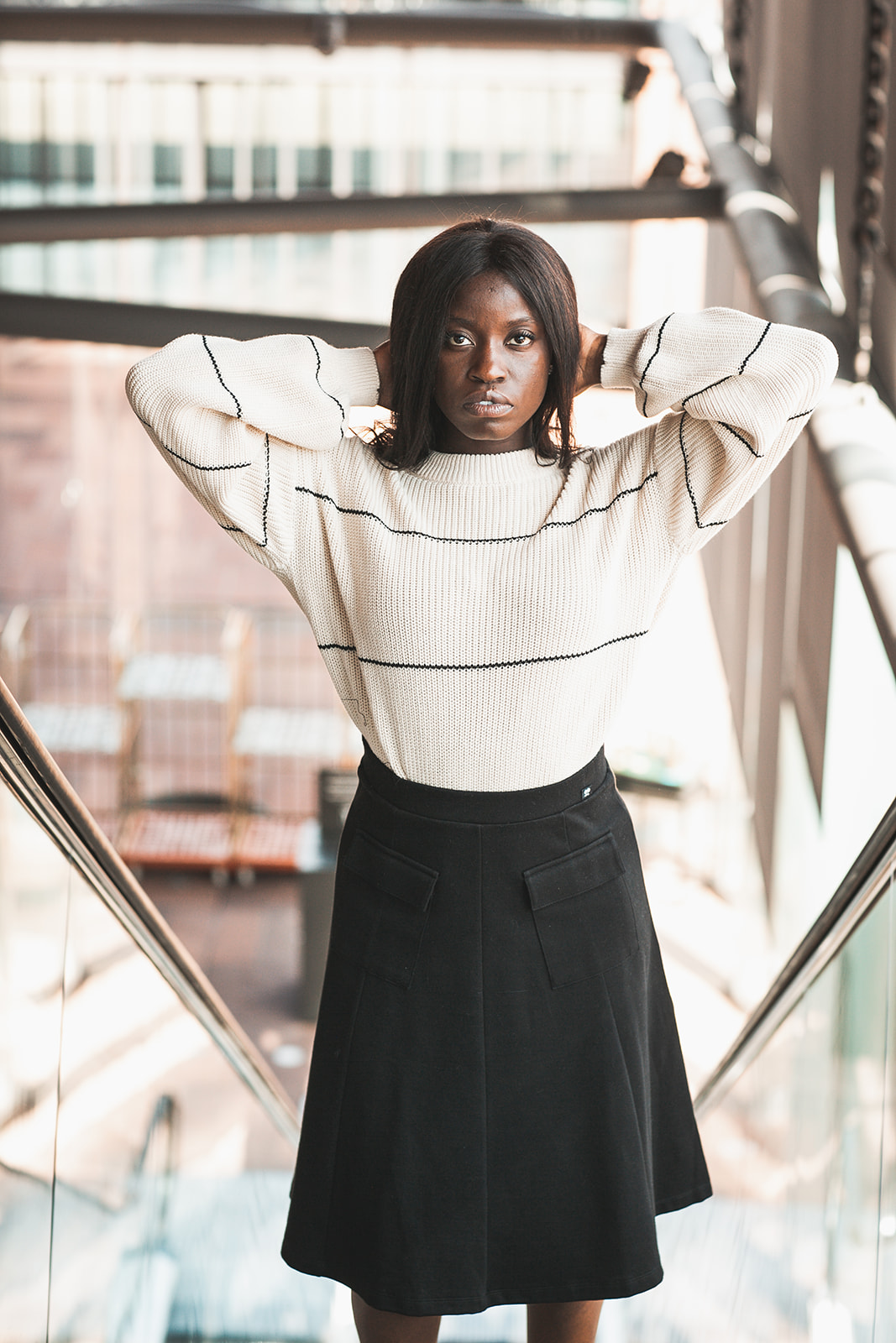 SWEATER POPPY BIRCH-BLACK STRIPES