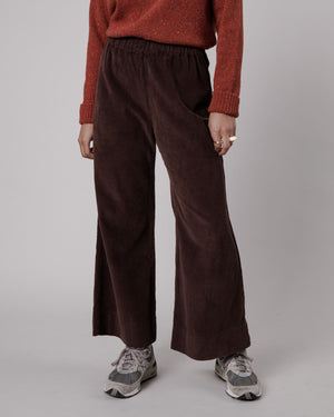 WIDE LEG CORDUROY PANTS BROWN