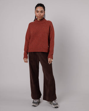 WIDE LEG CORDUROY PANTS BROWN