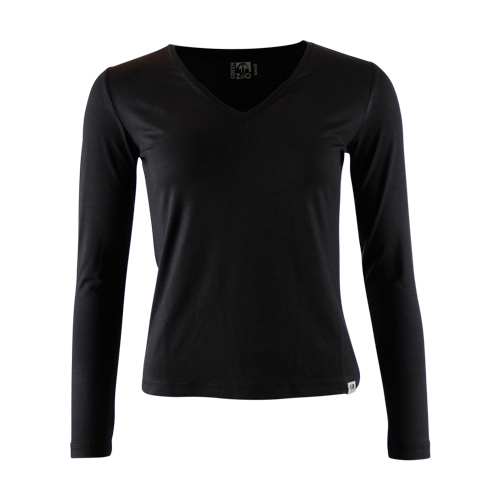 T-SHIRT LONG SLEEVES V-NECK DARKREY BAMBOO