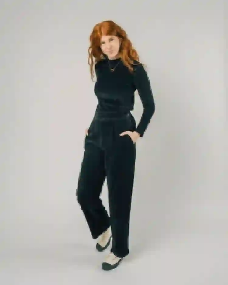 CORDUROY OVERSIZED BLACK PANTS