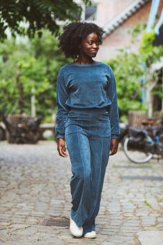 PANTS FENNA BLUE VELVET